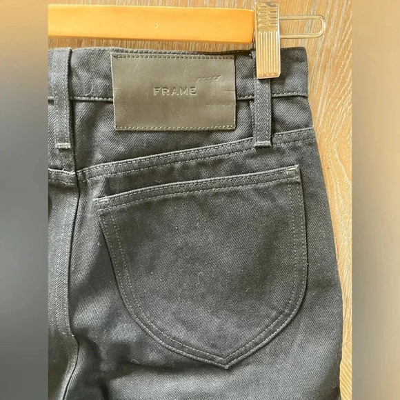 FRAME Noir Le Italien High Waist True Straight Leg Jeans Black Size 25 NWOT $338 - Picture 5 of 9